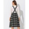 imageAllegra K Womens Tartan Plaid Suspender Skirt Vintage High Waist ALine Midi Overall DressBlack