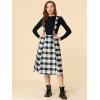 imageAllegra K Womens Tartan Plaid Suspender Skirt Vintage High Waist ALine Midi Overall DressBlack Plaid