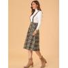 imageAllegra K Womens Tartan Plaid Suspender Skirt Vintage High Waist ALine Midi Overall DressBrown Plaid