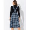 imageAllegra K Womens Tartan Plaid Suspender Skirt Vintage High Waist ALine Midi Overall DressDark Blue