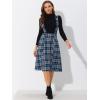 imageAllegra K Womens Tartan Plaid Suspender Skirt Vintage High Waist ALine Midi Overall DressDark Blue