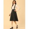 imageAllegra K Womens Tartan Plaid Suspender Skirt Vintage High Waist ALine Midi Overall DressDark Green