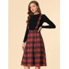 imageAllegra K Womens Tartan Plaid Suspender Skirt Vintage High Waist ALine Midi Overall DressRed Plaid