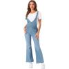 imageAllegra K Overalls Jeans for Womens Casual Adjustable Bib Bell Bottom Denim Pants JumpsuitsLight Blue