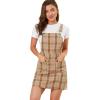 imageAllegra K Womens Adjustable Strap Above Knee Plaid Printed Overall Dress Suspender SkirtBrownwhite