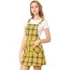 imageAllegra K Womens Adjustable Strap Above Knee Plaid Printed Overall Dress Suspender SkirtYellow