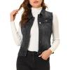 imageAllegra K Womens Buttoned Washed Denim Vest Jacket W Chest Flap PocketsBlack