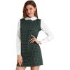 imageAllegra K Womens Long Sleeve 60s Dresses Clock Block Mini Peter Pan Christmas DressGreen Blue