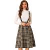 imageAllegra K Womens Tartan Plaid Suspender Skirt Vintage High Waist ALine Midi Overall DressBrown Plaid