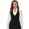 imageAllegra K Womens Waistcoat Halter Neck Vintage Sleeveless Button Down Dressy Suit Vest JacketBlack