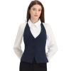 imageAllegra K Womens Waistcoat Halter Neck Vintage Sleeveless Button Down Dressy Suit Vest JacketDark Blue