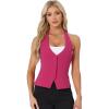 imageAllegra K Womens Waistcoat Halter Neck Vintage Sleeveless Button Down Dressy Suit Vest JacketHot Pink