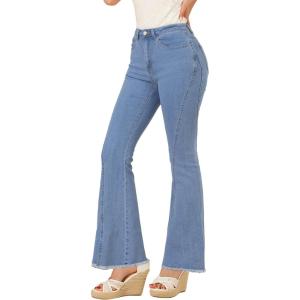 imageAllegra K Womens 70s Vintage Flare Jeans High Waist Stretch Christmas Denim Bell Bottoms JeansBluegrey