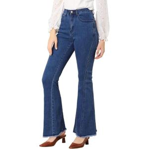 imageAllegra K Womens 70s Vintage Flare Jeans High Waist Stretch Christmas Denim Bell Bottoms JeansLight Blue