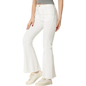 imageAllegra K Womens 70s Vintage Flare Jeans High Waist Stretch Christmas Denim Bell Bottoms JeansWhite