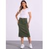 imageAllegra K Casual Denim Skirt for Womens High Waist Split Back Pockets Midi Jean SkirtsArmy Green