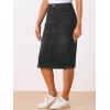 imageAllegra K Casual Denim Skirt for Womens High Waist Split Back Pockets Midi Jean SkirtsBlack