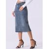 imageAllegra K Casual Denim Skirt for Womens High Waist Split Back Pockets Midi Jean SkirtsGrey Blue