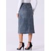 imageAllegra K Casual Denim Skirt for Womens High Waist Split Back Pockets Midi Jean SkirtsGrey Blue