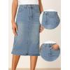 imageAllegra K Casual Denim Skirt for Womens High Waist Split Back Pockets Midi Jean SkirtsLight Blue