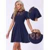 imageAllegra K Gothic Dress for Womens Lace Mesh Mock Neck Cocktail Party Vintage Homecoming DressesDark Blue