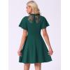 imageAllegra K Gothic Dress for Womens Lace Mesh Mock Neck Cocktail Party Vintage Homecoming DressesDark Green