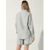 imageAllegra K Linen Shot Sets for Womens 2 Piece Outfit Long Sleeve Button Shirt and Belted ShortsLight Grey