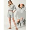 imageAllegra K Linen Shot Sets for Womens 2 Piece Outfit Long Sleeve Button Shirt and Belted ShortsLight Grey