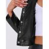 imageAllegra K PU Jacket for Womens Long Sleeve Moto Biker Cropped Faux Leather JacketBlack