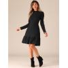 imageAllegra K Sweater Dress for Womens Crew Collar Stretchy Puff Long Sleeve Ruffle Hem Knit DressesBlack