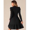 imageAllegra K Sweater Dress for Womens Crew Collar Stretchy Puff Long Sleeve Ruffle Hem Knit DressesBlack