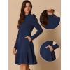 imageAllegra K Sweater Dress for Womens Crew Collar Stretchy Puff Long Sleeve Ruffle Hem Knit DressesDark Blue