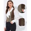 imageAllegra K Vintage Waistcoat Vest for Womens Plaid Button Down Work Dressy VestsBrown