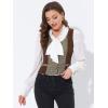 imageAllegra K Vintage Waistcoat Vest for Womens Plaid Button Down Work Dressy VestsBrown