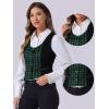 imageAllegra K Vintage Waistcoat Vest for Womens Plaid Button Down Work Dressy VestsGreen