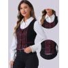 imageAllegra K Vintage Waistcoat Vest for Womens Plaid Button Down Work Dressy VestsRed