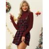 imageAllegra K Womens Checks Adjustable Strap Christmas Pinafore Overall Dress Suspender SkirtRed Blue