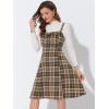 imageAllegra K Womens Christmas Plaid Dress Vintage Sleeveless Tie Waist ALine Pinafore Overall DressesBrown