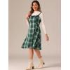 imageAllegra K Womens Christmas Plaid Dress Vintage Sleeveless Tie Waist ALine Pinafore Overall DressesDark Green