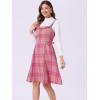 imageAllegra K Womens Christmas Plaid Dress Vintage Sleeveless Tie Waist ALine Pinafore Overall DressesDark Pink