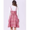 imageAllegra K Womens Christmas Plaid Dress Vintage Sleeveless Tie Waist ALine Pinafore Overall DressesDark Pink
