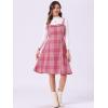 imageAllegra K Womens Christmas Plaid Dress Vintage Sleeveless Tie Waist ALine Pinafore Overall DressesDark Pink