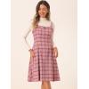 imageAllegra K Womens Christmas Plaid Dress Vintage Sleeveless Tie Waist ALine Pinafore Overall DressesPink