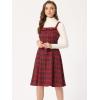 imageAllegra K Womens Christmas Plaid Dress Vintage Sleeveless Tie Waist ALine Pinafore Overall DressesRed