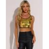imageAllegra K Womens Metallic Sequin Crop Top Sparkle Glitter Sleeveless Party Club Tank TopGold