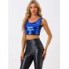 imageAllegra K Womens Metallic Sequin Crop Top Sparkle Glitter Sleeveless Party Club Tank TopRoyal Blue