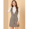 imageAllegra K Womens Overalls Suspenders Halloween V Neck Plaid Houndstooth Pinafore DressBeige Brown