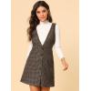 imageAllegra K Womens Overalls Suspenders Halloween V Neck Plaid Houndstooth Pinafore DressBlue