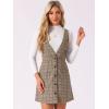 imageAllegra K Womens Overalls Suspenders Halloween V Neck Plaid Houndstooth Pinafore DressBrown Check