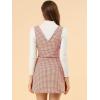 imageAllegra K Womens Overalls Suspenders Halloween V Neck Plaid Houndstooth Pinafore DressRed Beige